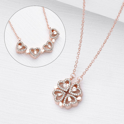 Flip-Style Leaf-to-Heart Clavicle Necklace