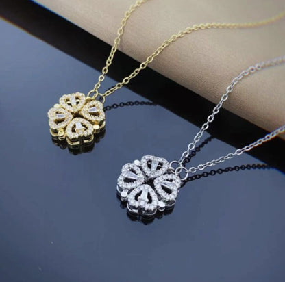 Flip-Style Leaf-to-Heart Clavicle Necklace